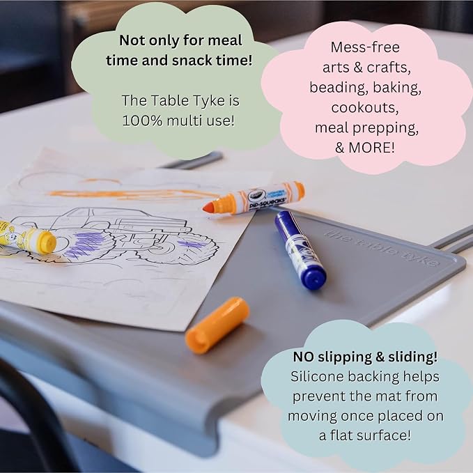 The Table Tyke Silicone Placemats for Toddlers with Patented Edge Bumper | Kids Placemats Non Slip Travel Ready | Baby Placemat BPA Free for Restaurant Dining Table | Hunter Green