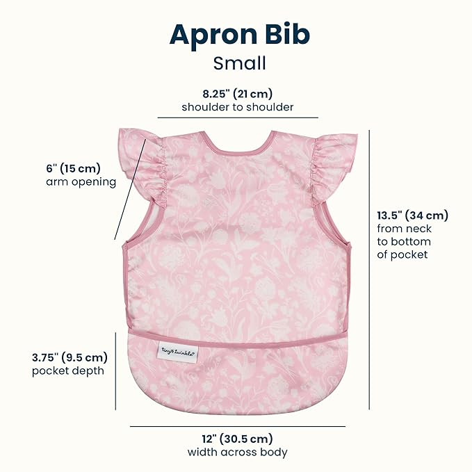 Tiny Twinkle Mess Proof Baby Bib for Girls | Waterproof Toddler Bib for Eating | Baby Apron for Feeding | Machine Washable | Perfect Shower Gift (Toile, 6??4M)