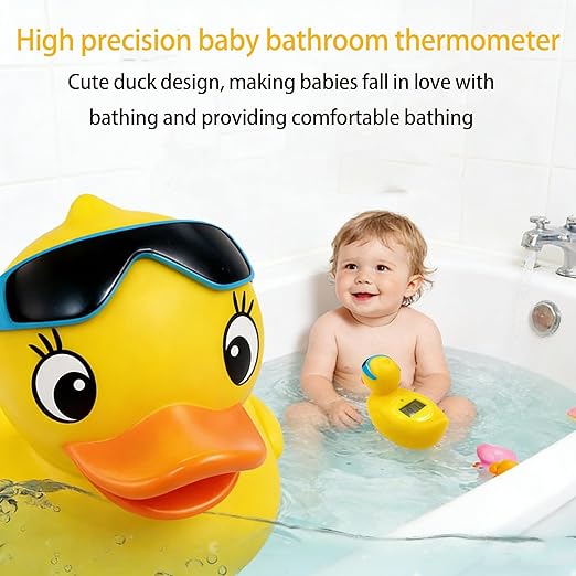 Baby Thermometer - Baby Bath Thermometer, Baby Bath Floating Toy Safety Temperature Water Thermometer Fun Floating Toy for Newborns (Diving-Goggles Duck) - Blue