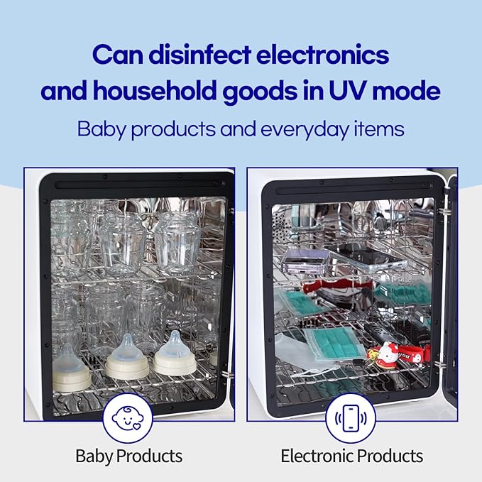 HubiBaby 4-in-1 UVC Cleaner and Dryer for Baby Bottles XL Large Inner Capacity Multifunctional Smart Control with Bluetooth APP