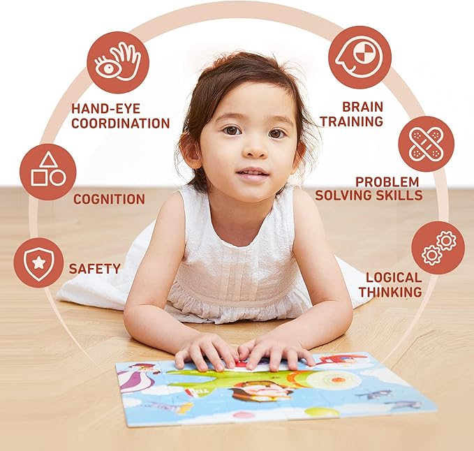 TOI Leveled Puzzles for Kids Aged 3.5 and Up, Toddler Puzzle Preschool Learning Jigsaw Puzzles, Large Pieces Educational Game for Boys Girls, Classic Education Step 4
