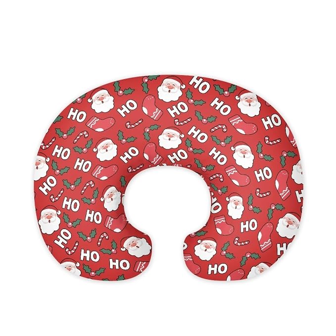 Christmas Santa Claus Socks Nursing Pillow Removable Cover with Hidden Zipper Portable Skin-Friendly Nursing Case for Breastfeeding Surport Pillows, Red Christmas Decor