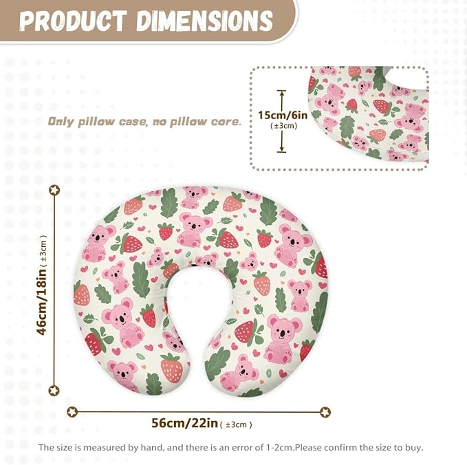 Strawberry Koala Nursing Pillow Cover for Newborn Feeding Pillow Cover U-Shaped Breastfeeding Pillow Case Hidden Zipper Design Soft and Skin-Friendly Xmas Decor