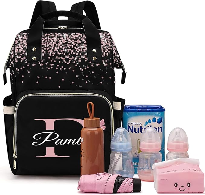 Custom Baby Diaper Bag with Name, Personalized Diaper Backpack for Mom, Waterproof Travel Bag for Girl or Boy Gift