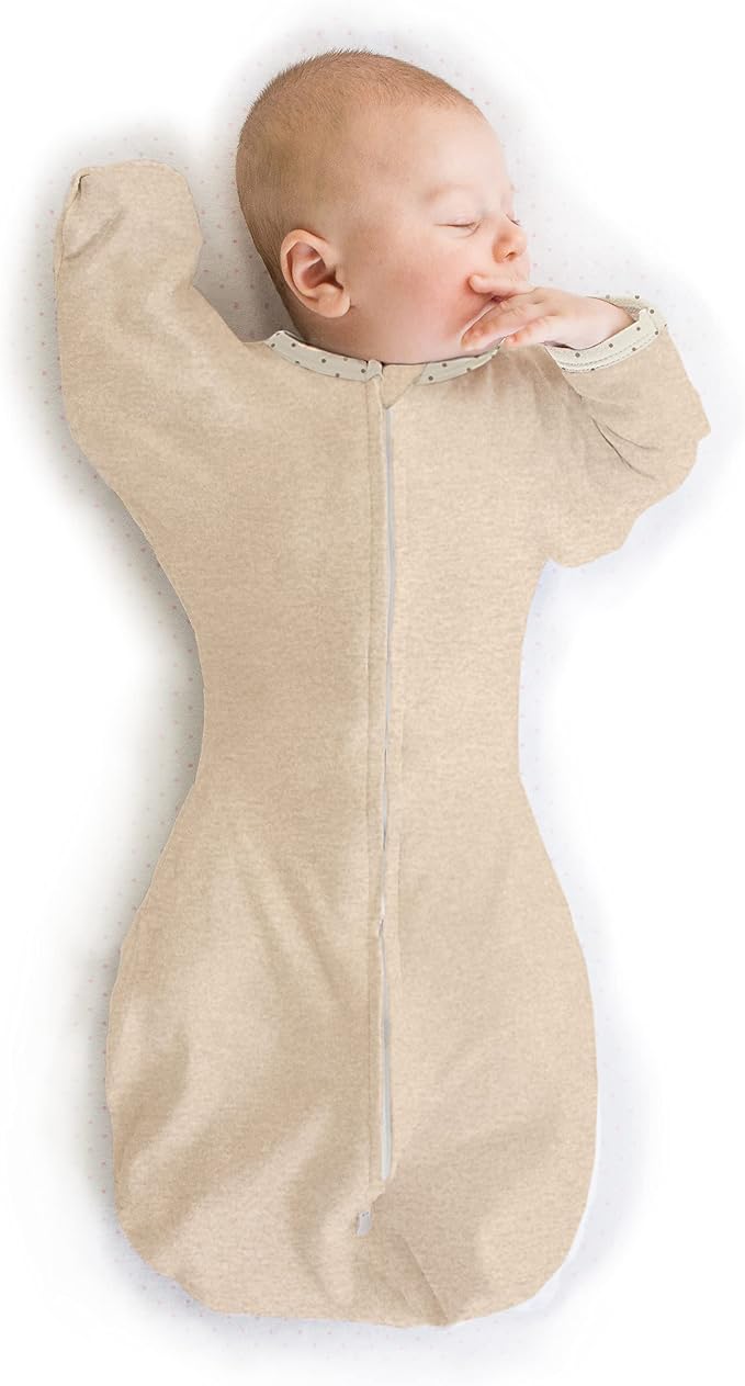 SwaddleDesigns Transitional Swaddle Sack, Arms Up Half-Length Sleeve Mitten Cuff, Most Gradual Transition Swaddle for Newborn