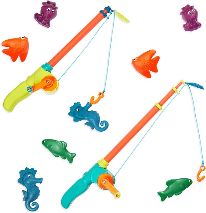 B. toys – Little Fisher's Kit Magnetic Fishing Playset – 2 Rods & 8 Color – Changing Sea Animals for Pool, Tub Play – Educational Toddler Toys for Hand – Eye Coordination – 3+ Years