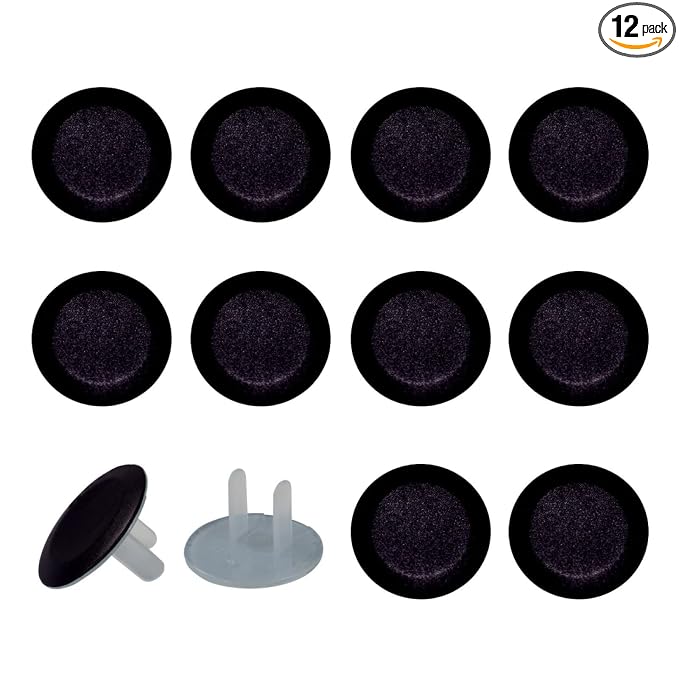 Pure Black Color Outlet Covers for Electrical Power Baby Proofing Wall Socket Protector Child Proof Outlet Protector - Electrical Insulation