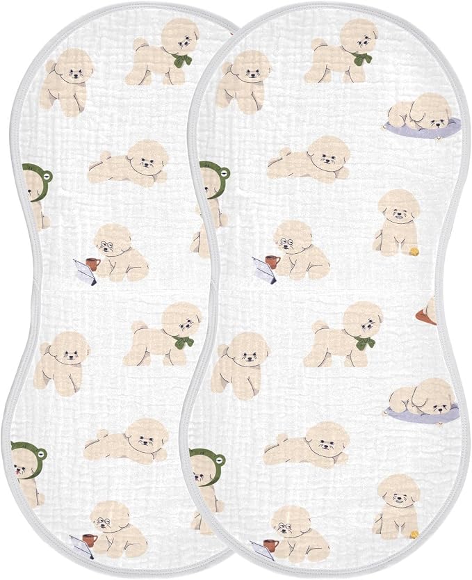 vvfelixl Bichon Frise Dog Burp Cloths for Baby Boy Girls Baby Washcloths Burp Rags 1 Pack