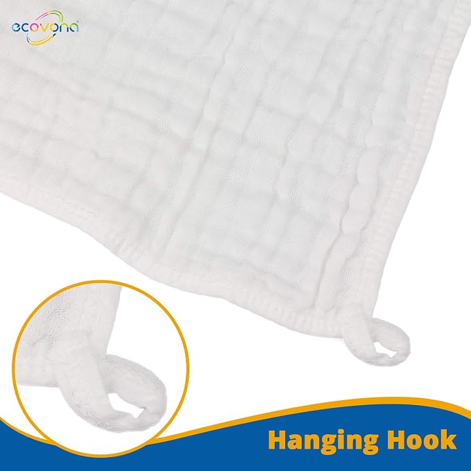 Muslin Burp Cloth for Baby Boys and Girls (8 Pack) | Cotton Newborn Essential Must Have Item | White Unisex Design | Super Soft and Absorbent Burping and Spit Up Cloths | Multi Use Baby Shower Item