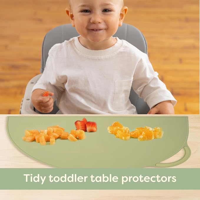 Upward Baby Silicone Suction Mat - Set of 3 Non Slip Silicone Mat - Baby Led Weaning - Kids Placemat for Dining Table High Chair - Toddler Feeding Supplies for Eating - Placemats for Restaurants
