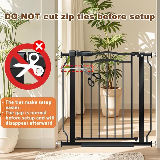 Extra Wide Baby Gate with Door Safety Gate for Baby, Toddler & Kids, Walk Through Gates for Stairs Pressure Mounted no Drill，Black