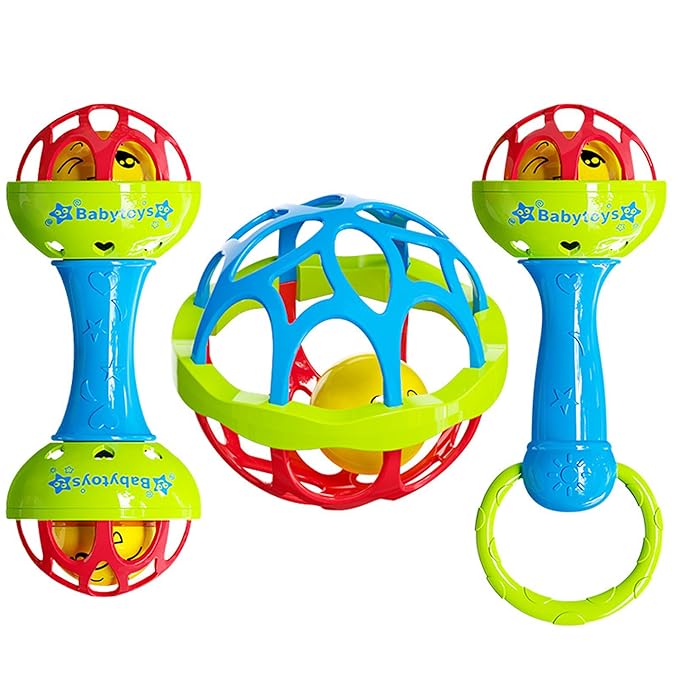8pcs Baby Rattles Toys Set for 3-6 Months,Grab Shake Rattle for Babies 6-12 Months, Easy Hold Teething Toy,Development Learning Toy for Babies 3+ Months Birthday Gift
