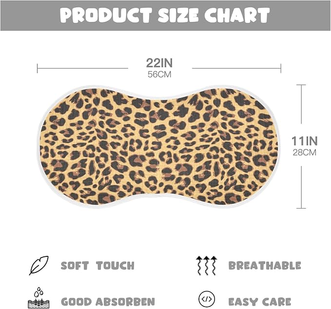 Muslin Burp Cloths for Baby Boys and Girls - 4-Pack Ultra Absorbent Leopard Print Muslin Washcloths, Newborn Towel, Milk Spit Up Rags, Burp Cloth Bib for Unisex, 22 x 11 Inch