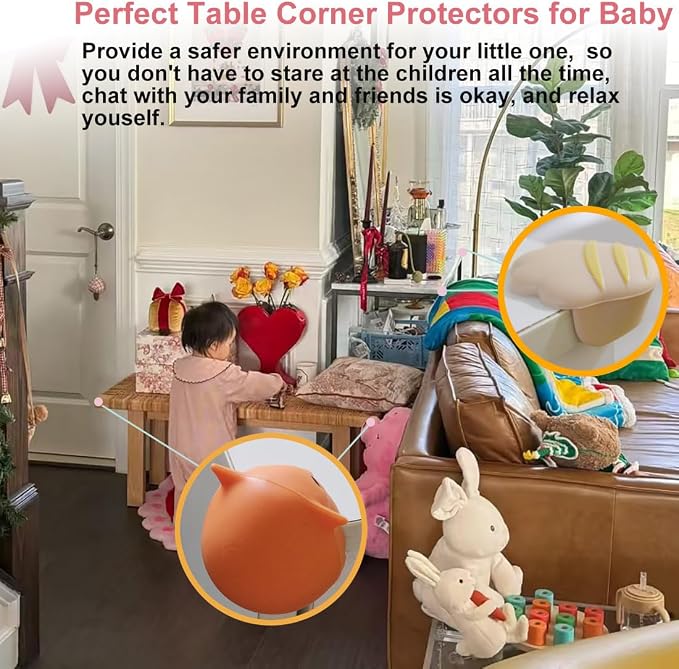 12 Pack Cute Corner Protector for Baby, Silicone Furniture Corner Guard & Edge, 3M Adhesive Pre-Taped, Safety Bumpers Baby Proofing Edge and Corner Guards for Prevent Injury, 6 Shapes