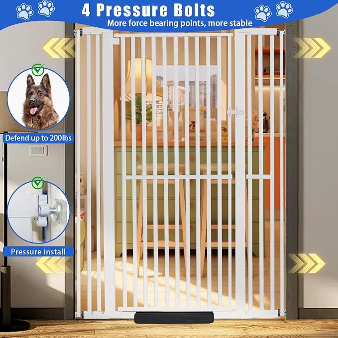 Rgqphantom 71 inch Extra Tall Pet Gate，29.92"-43" Extra Wide Pressure Mounted Walk Through Swing Safety Cat Gates for Stairs, Doorways, Kitchen(71 * 43inch)
