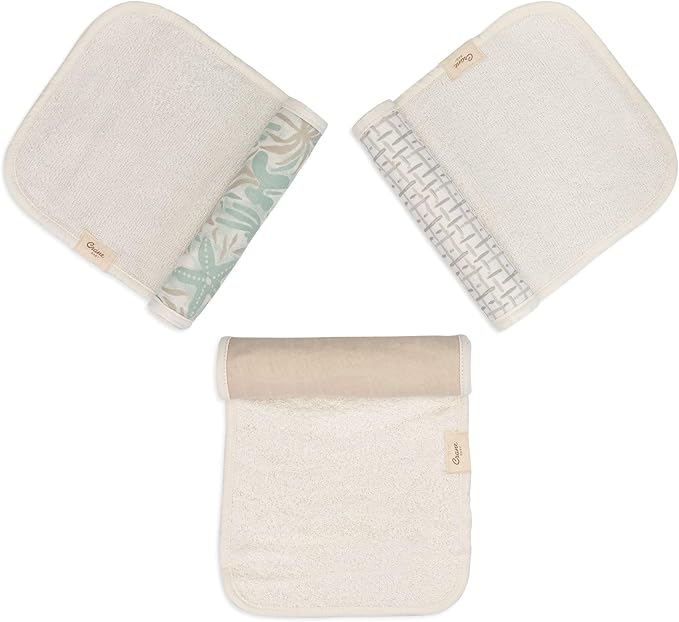 Crane Baby Muslin Baby Burp Cloths, Lightweight Absorbent Burp Cloth, Beach Life Starfish, Set of 3, 7” x 20”, Newborn Baby Essentials, Burp Cloths Baby Boy, Burp Cloths Baby Girl, Newborn Essentials