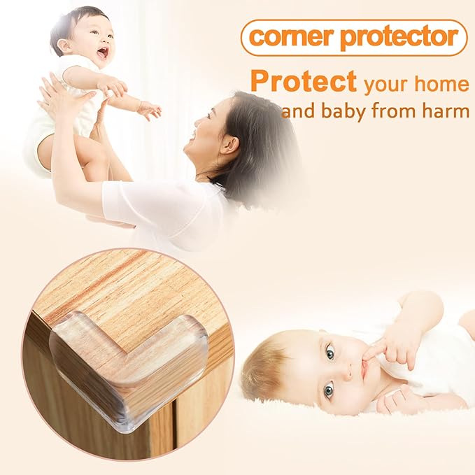 HOMREALM Baby Proofing 16 Pack Corner Protector Baby Corner Guards Furniture Corner & Edge Safety Bumpers Clear Baby Proofing Bumper Cushion for Table Furniture Sharp Corners