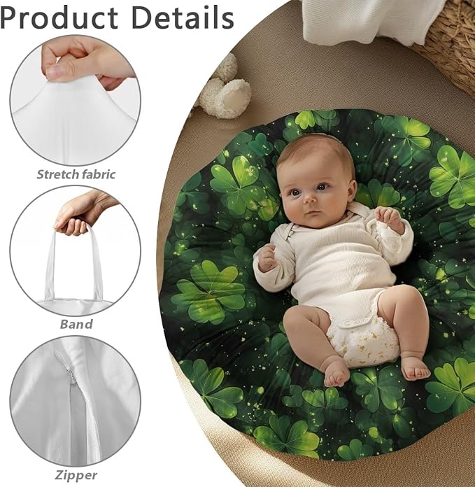 Four Leaf Clover Nursing Pillow Cover for Breastfeeding Pillows Breastfeeding Pillow Slipcovers for Baby Boys & Girls Ultra Soft Infant Nursing Pillowcase Pillow Case for Newborn