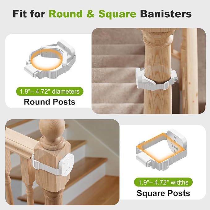 Reinforced Retractable Baby Gate for Stairs & Banister, 55" Wide Mesh Dog Gate, One-Handed Dual Lock Safety Gate for Kids & Pets, Fits Round & Square Posts (White)