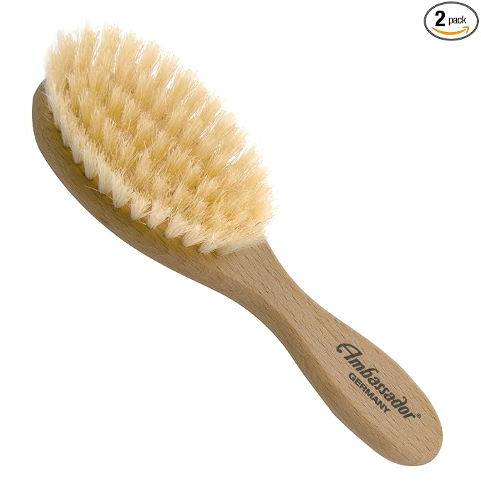 Ambassador Hairbrush, Wood Baby Natural, 1 Hairbrush (Pack of 2)