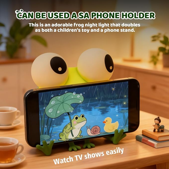Frog Night Light for Kids with Timer Dimmable 3 Brightness 7 Colors Kawaii Frog Lamp Warm Sleep Aid USB Rechargeable Portable Night Lamp Decor for Girl Boy Nursery/Bedroom/Desk/Office
