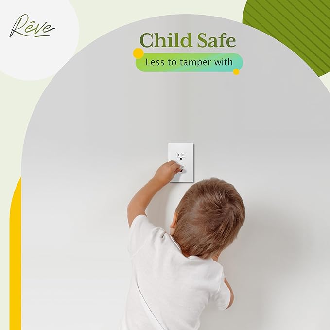 TG Mid-Size Screwless Duplex Wall Plate, Child Safe Receptacle Outlet Cover, Medium Size 1-Gang 4.88" H x 3.11" L, Polycarbonate Thermoplastic, UL Listed, SP-MS1-W, White (1 Pack)