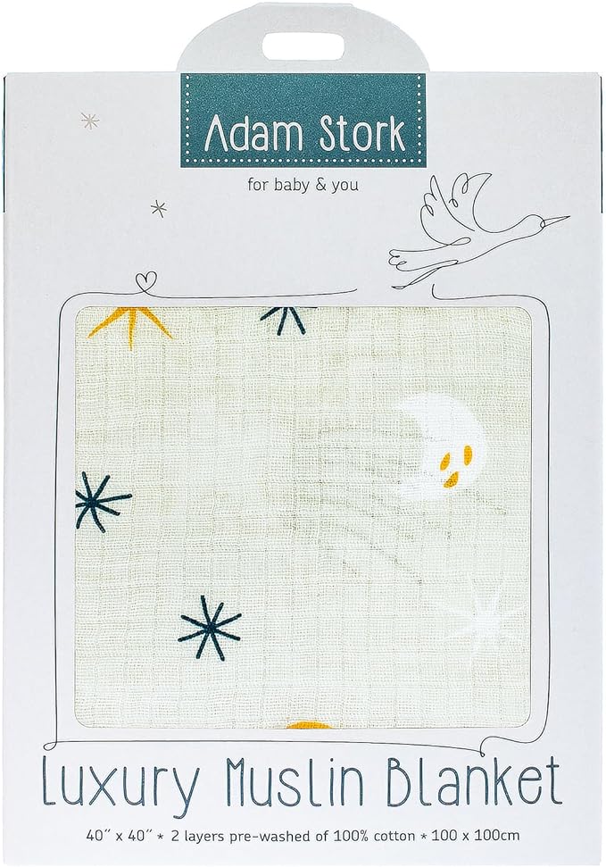 Gray Swaddle Cotton Muslin ??Soft and Breathable Receiving for Newborns, Gender Neutral for Girls & Boys, Planet Star Space Cosmic Galaxy Design