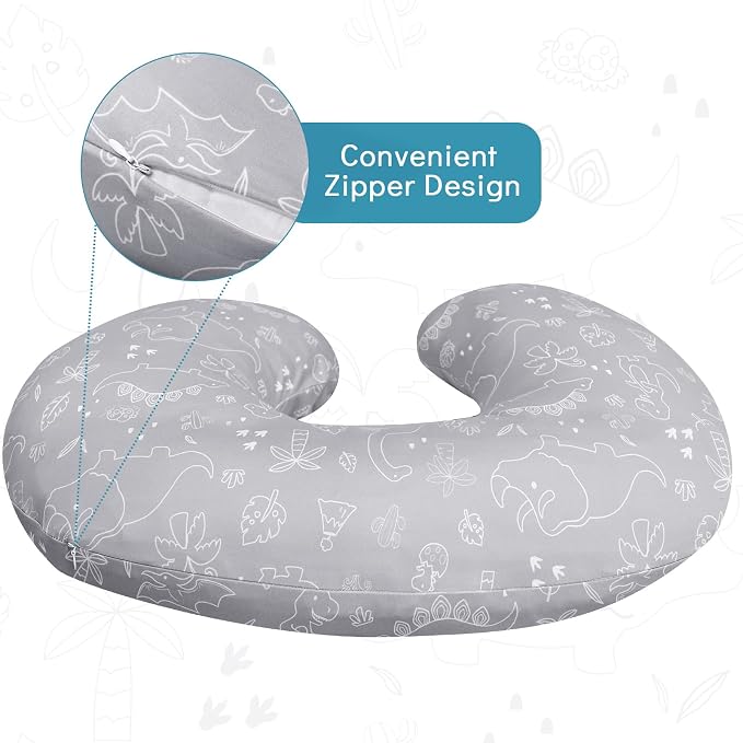 DILIMI Nursing Pillow Cover for Baby Boy and Girl, Ultra Soft Comfortable Stretchy Removable Slipcover for Newborn Breastfeeding Pillows, Dinosaur