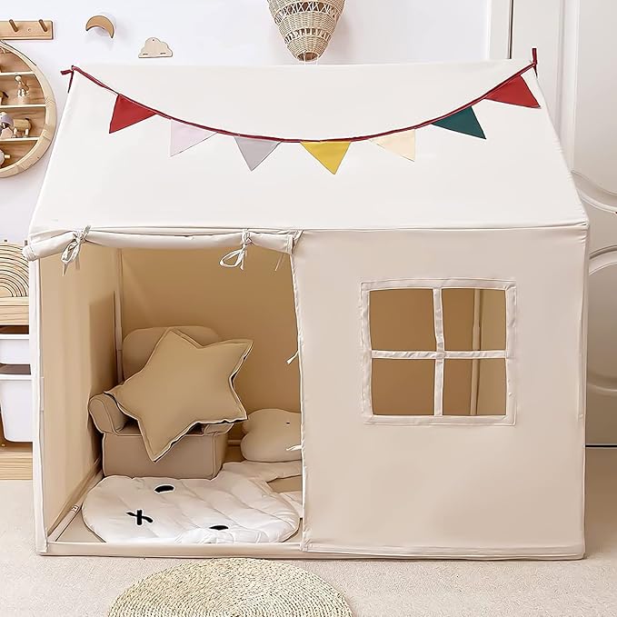 Kids Tent Indoor Playhouse, Kids Play Tent Large Kid Playhouse Toys Toddler Tent Play House with Pennant Banners, Kid Toys for Boy Girl Birthday House Gift