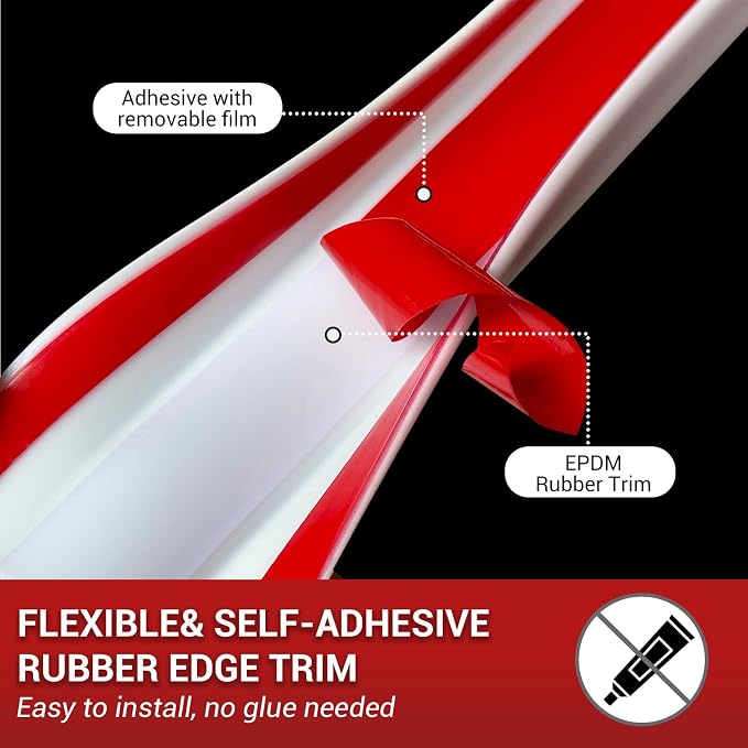 Rubber Edge Trim, Flexible Self-Adhesive U Shaped Peel and Stick Edge Banding, 1"(25.4mm) Big Size U Channel Edge Protector, Baby Proof Edge Guards for Woods, Plywood, Furniture, 20Ft, White