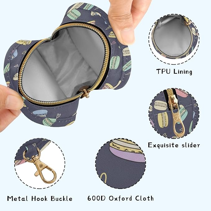Hearts Macaron Black Pacifier Holder Case Newborn Pacifier Storage Pouch for Boys Girls Easy Attach to Diaper Bag Portable Baby Essentials Container