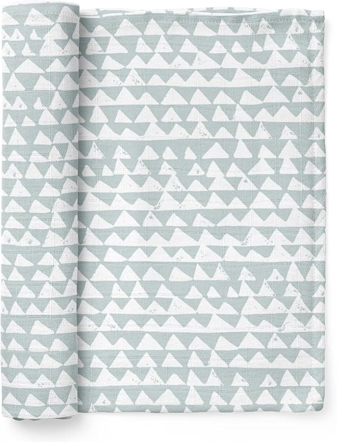 Mini Wander Swaddles for Newborns Muslin Swaddle Blankets - Breathable Soft Gender Neutral Receiving Blanket Baby Essentials | 47 x 47 Cotton - (Mountains (Ice Blue))