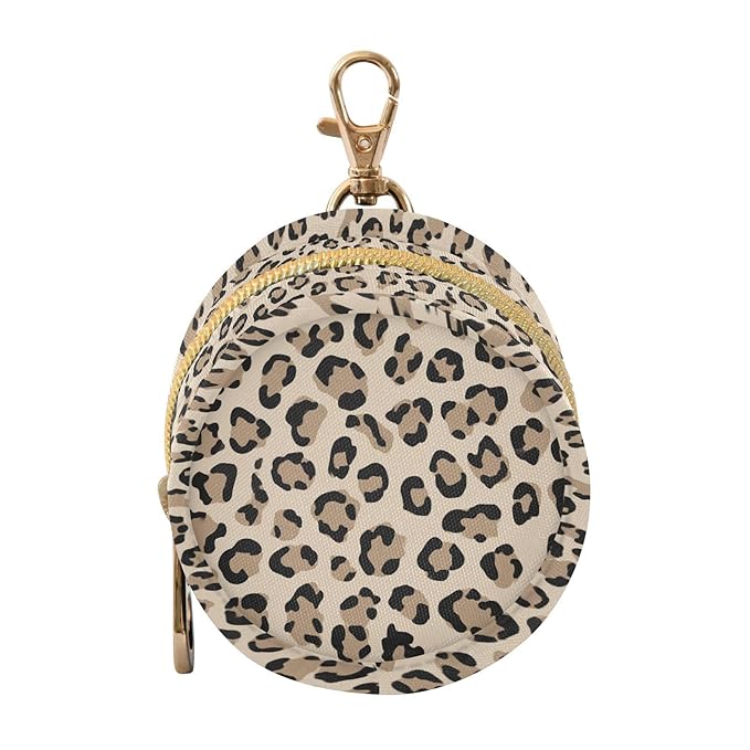 Leopard Brown Beige Pacifier Holder Case Newborn Pacifier Storage Pouch for Boys Girls Easy Attach to Diaper Bag Portable Baby Essentials Container