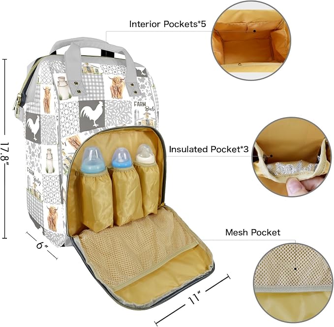 Custom Diaper Bag for Baby Customized High Land Cow Baby Bag Personalized Nursing Bags with Name Custom Name Mommy Daypack Bag Tote Bag Gifts
