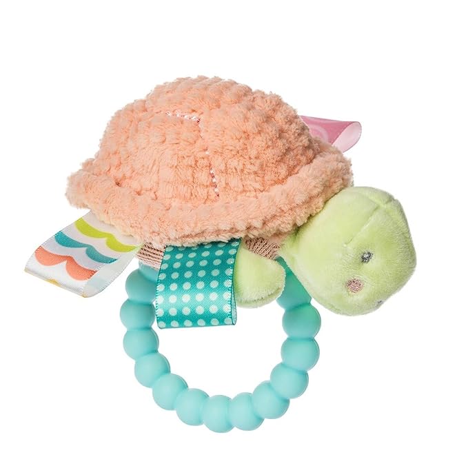 Taggies Soft Baby Rattle with Soothing Teether Ring and Sensory Tags, 6-Inches, Tippy Turtle