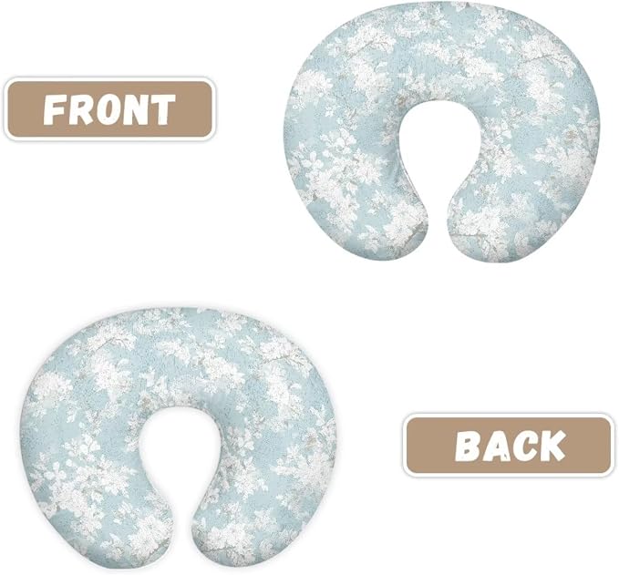 Fresh Floral Nursing Pillow Covers for Baby Girls Removable Breastfeeding Pillow Slipcover for Infant Feeding Position Support Soft and Stretchy Snuggle Me Nursing Pillows Cover