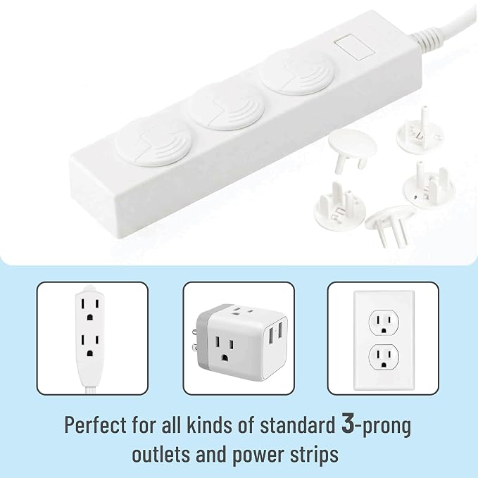 Bates- Outlet Covers Child Proof, 40 Pack, White, Round 3 Prong Outlet Covers