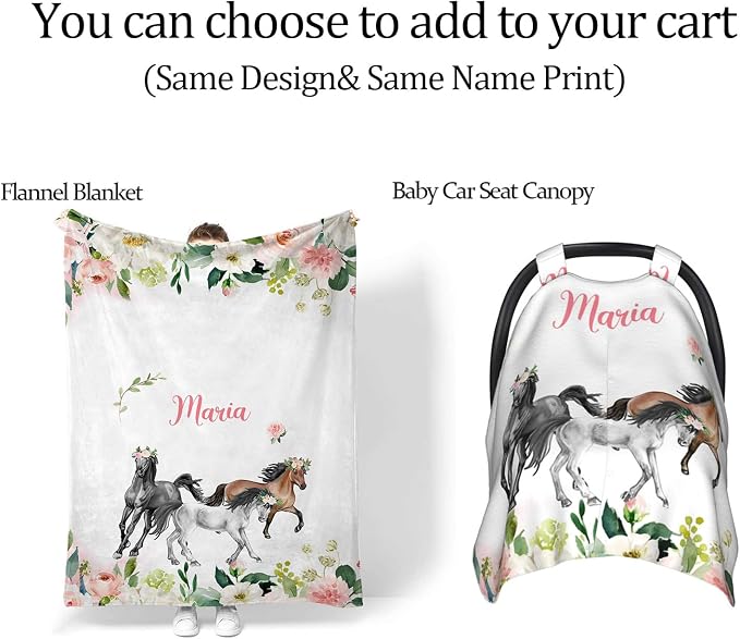 Personalized Cute Diaper Bag Backpack with Name Customized Floral Horse Mommy Bags for Moms with Muti Pockets Custom Portable Nappy Bag Travel Backpack with Large Capacity for Women