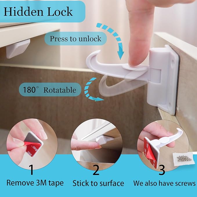 66 Pack Baby Proofing Kit | 12 Hidden Cabinet Drawer Locks, 8 Adjustable Latches, 26 Outlet Covers, 16 Corner Guards, 2 Anti Tip Furniture Anchors Kit, 1 Sliding Door Lock & 1 Door Lever Lock