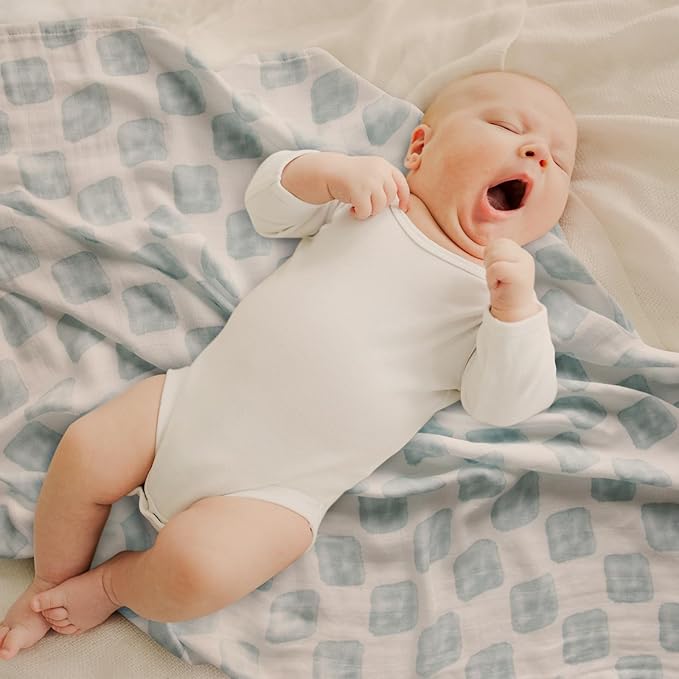 GLLQUEN BABY Receiving Blanket Boy Cotton Muslin Swaddle Blankets Girl Newborn Squares Breathable & Soft Thin Baby Blankets Cloths Double Absorbent Infant Swaddling Wrap - 6 Pack (Apple)
