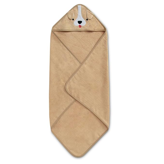 Delta Children Baby/Infant Hooded Bath Towel - Super Soft and Absorbent- Newborn Essential - Ideal Baby Registry/Shower Gift for Boys and Girls, Tan Dog