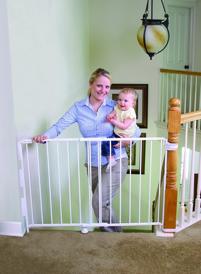 Regalo 2-in-1 Stairway and Hallway Wall Mounted Baby Gate, Bonus Kit & Easy Step 38.5-Inch Wide Walk Thru Baby Gate, Includes 6-Inch Extension Kit, Pressure Mount Kit, Wall Cups and Mounting Kit