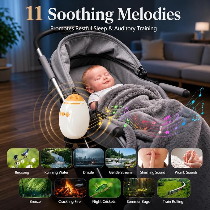 Baby Stroller Rocker with Adjustable Vibration Levels,11 Calming Melodies,Hands Free Shaker Rechargeable,Portable Crib Sleep Soother for Most Stroller,Car Seats & Baby Gear