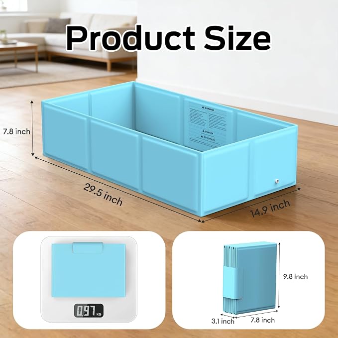 Foldable Baby Bathtub for Newborns & Toddlers, Collapsible Infant Bath Tub with Soft Cushion, Non-Slip Support & Drain Plug, Space-Saving Baby Tub for Small Bathrooms & Travel