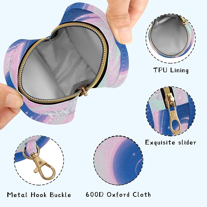 Pacifier Holder with Clip Pacifier Case for Diaper Bag Round Baby Pacifier Pouch Box Bag Portable Blue Pink Tie Day