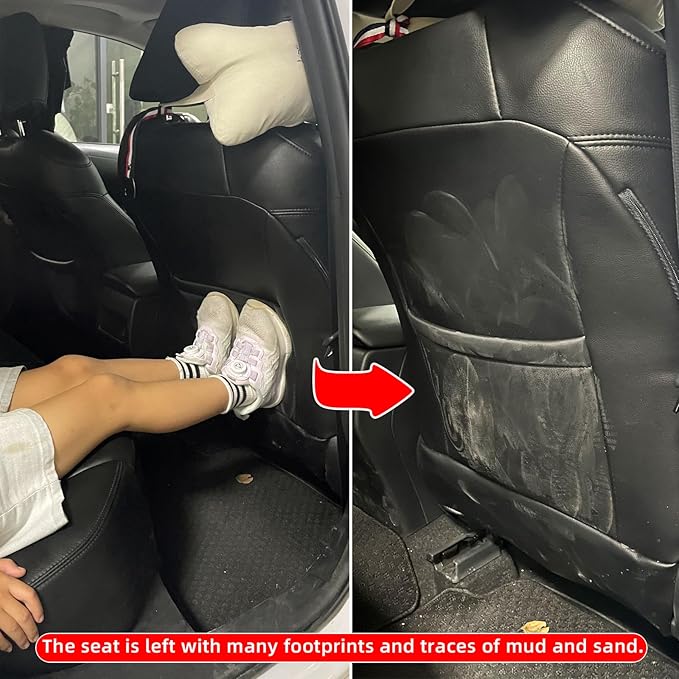 TAIKOO Seat Back Protector + Large Capacity Pocket Storage Organizer,Preventing The Impact of Children Stepping on The Seat Backrest (Style B-Brown)