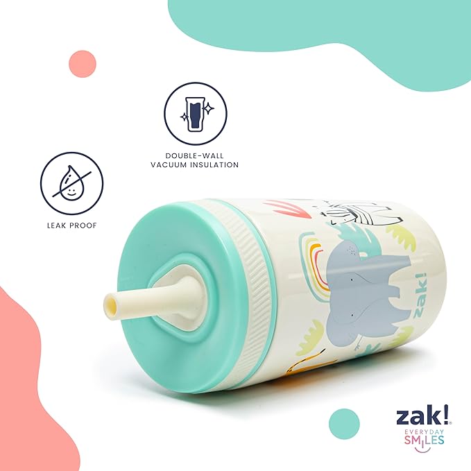 Zak Designs Shells Kelso Tumbler Set, Leak-Proof Screw-On Lid with Straw, Bundle for Kids Includes Plastic and Stainless Steel Cups with Bonus Sipper (3pc Set, Non-BPA)