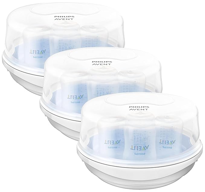 Philips AVENT Microwave Steam Sterilizer for Baby Bottles, Pacifiers, Cups and More, SCF281/05 (Pack of 3)