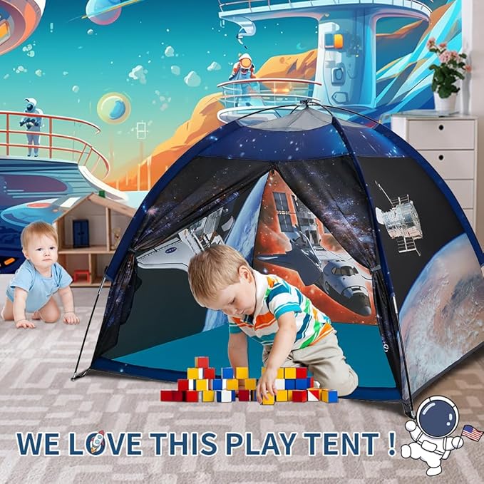 Mnagant Play Tent for Boys and Girls- Space Shuttle Atlantis with Hubble Dome Tent for Kids Gift- ToddlerPop Up Tent Playhouse for Indoor Imaginative and Physical Play- 47" x 47" x 43 "
