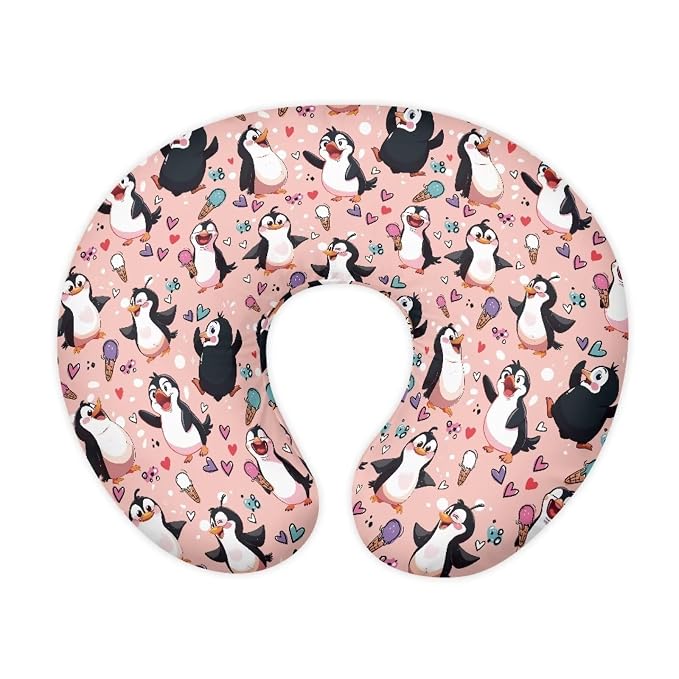 Forchrinse Happy Penguin Nursing Pillow Cover for Girls Nursing Pillow Slipcover Breastfeeding Cushion Cover Baby Shower for Mom